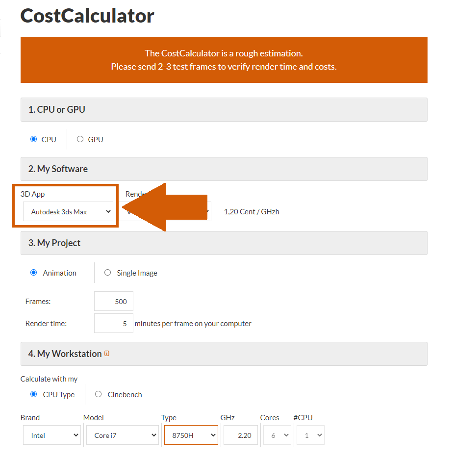 渲染农场 CostCalculator 软件选择
