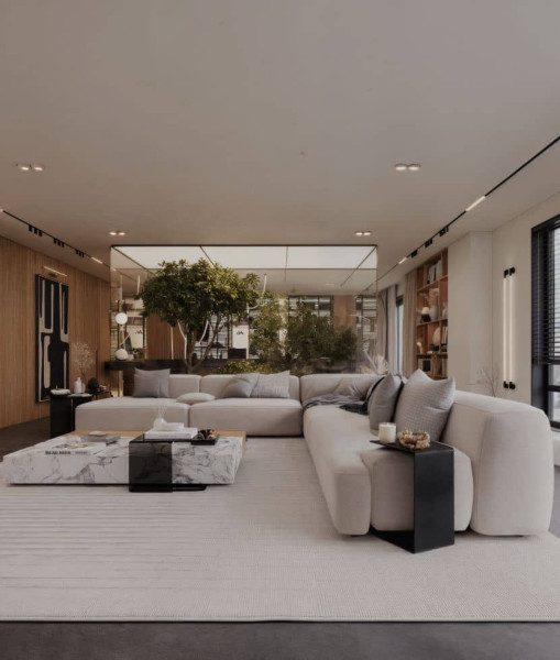 minimal room design by Tina Tajaddod rendered at RebusFarm