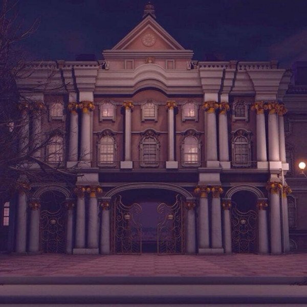 Rendered castle at night