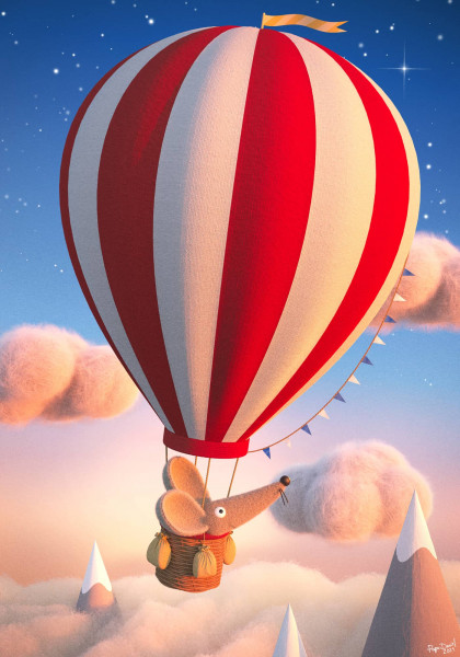 Rendered Mouse in Hot Air Balloon