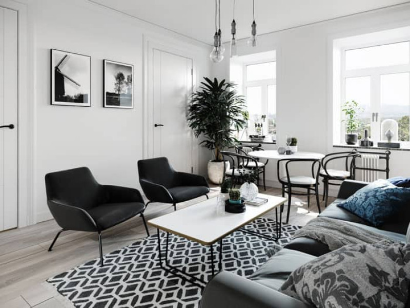 Black and white living room Archviz