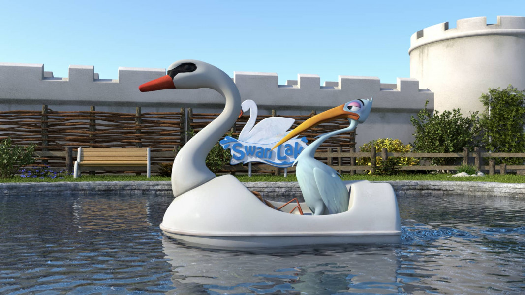 3D swan boat on lake