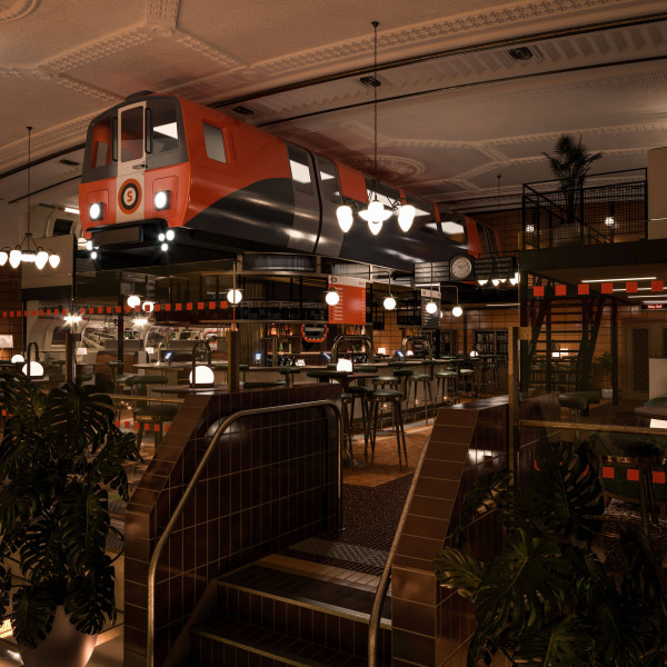 Rendered Subway Themed Bar