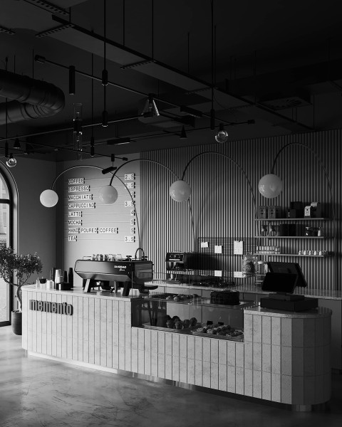Black and white visualization Memento Cafe