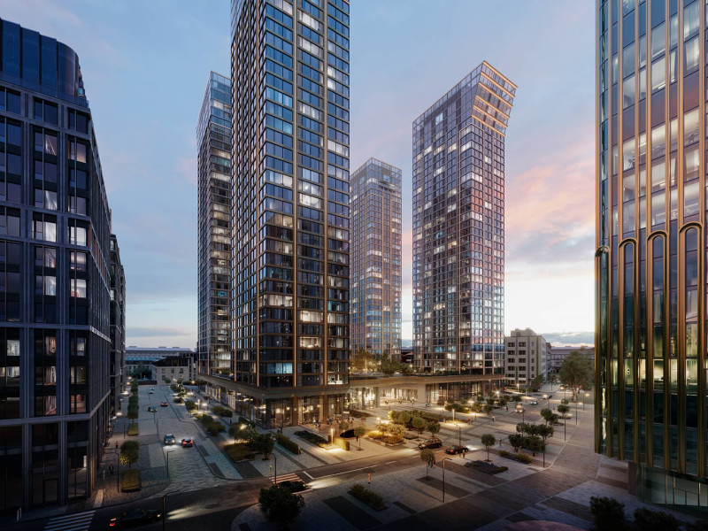 Slava Skyscraper with glass windows