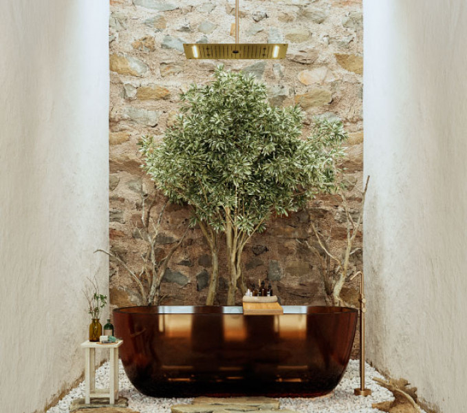 rendering of a tree in a cozy bathroom