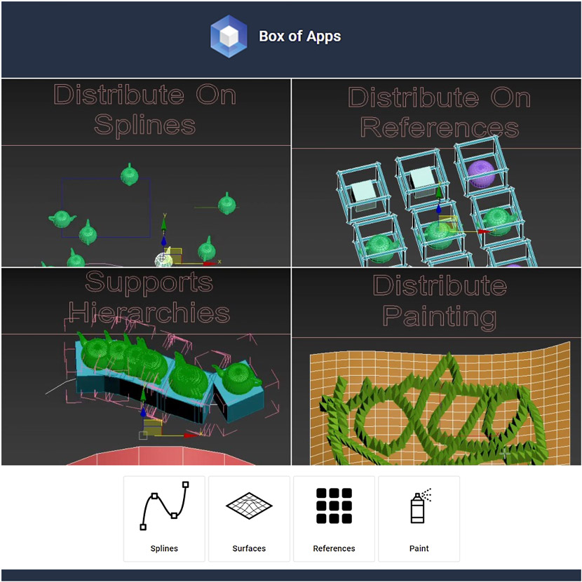 Box of Apps - BOA Dist - A free distribution script for 3ds Max